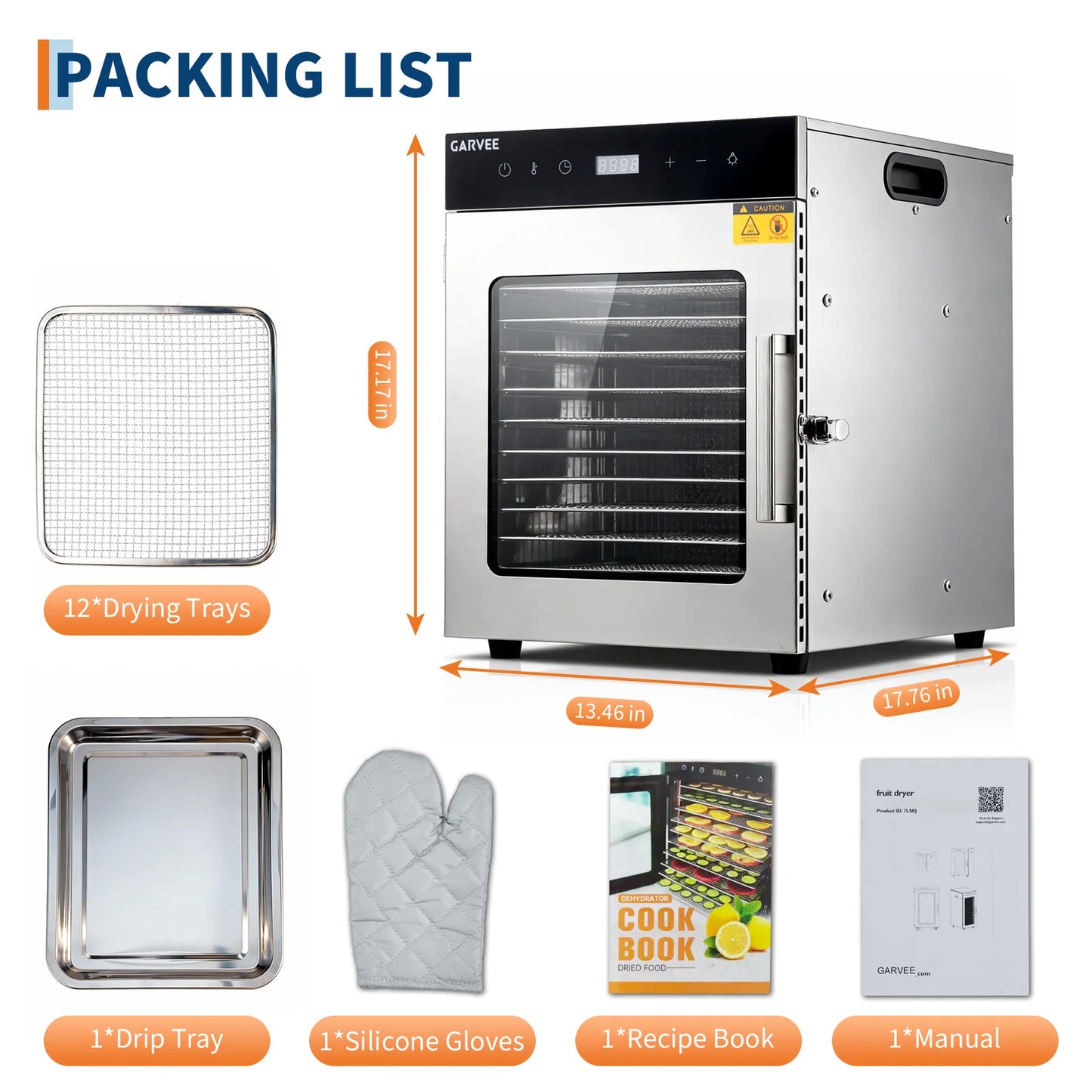 Stainless Steel Digital Food Dehydrator with 10 or 12 Trays