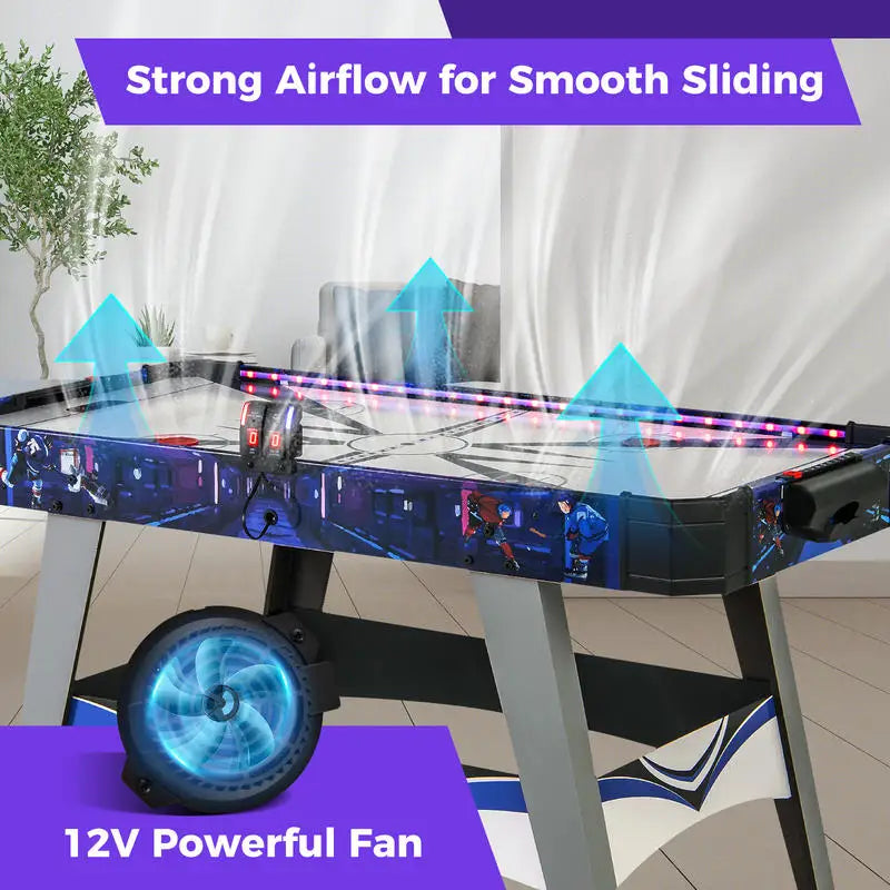 Air Powered Hockey Table With Pushers And Pucks For Fun