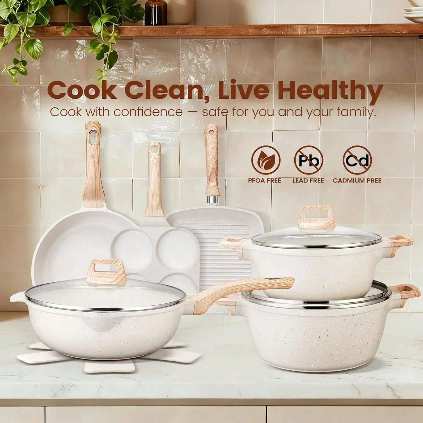 27-Piece Ceramic Nonstick Cookware Set with Kitchen Accessories