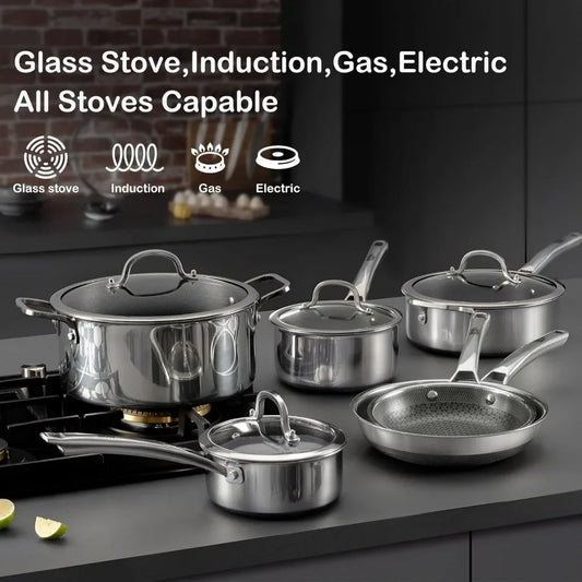 Non Stick Hybrid Stainless Steel Cookware Set for Effortless Cooking
