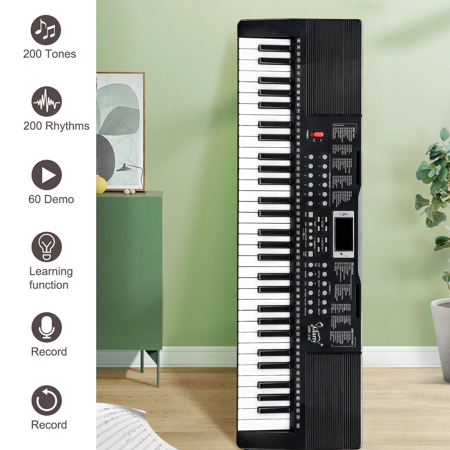 Gep 110 61 Key Keyboard With Led Screen And Accessories