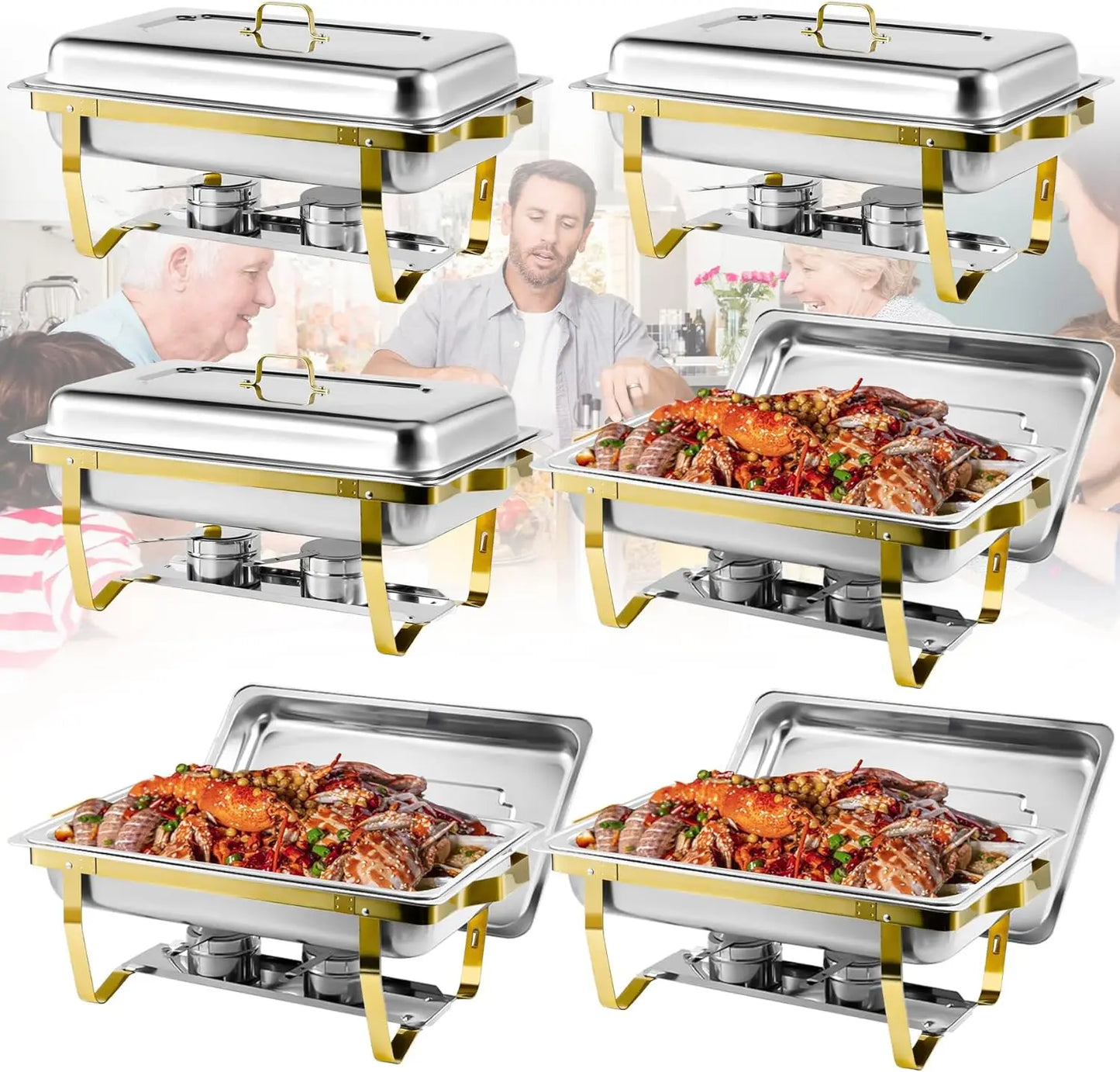 Stainless Steel Chafing Dishes Buffet Set For Catering And Events
