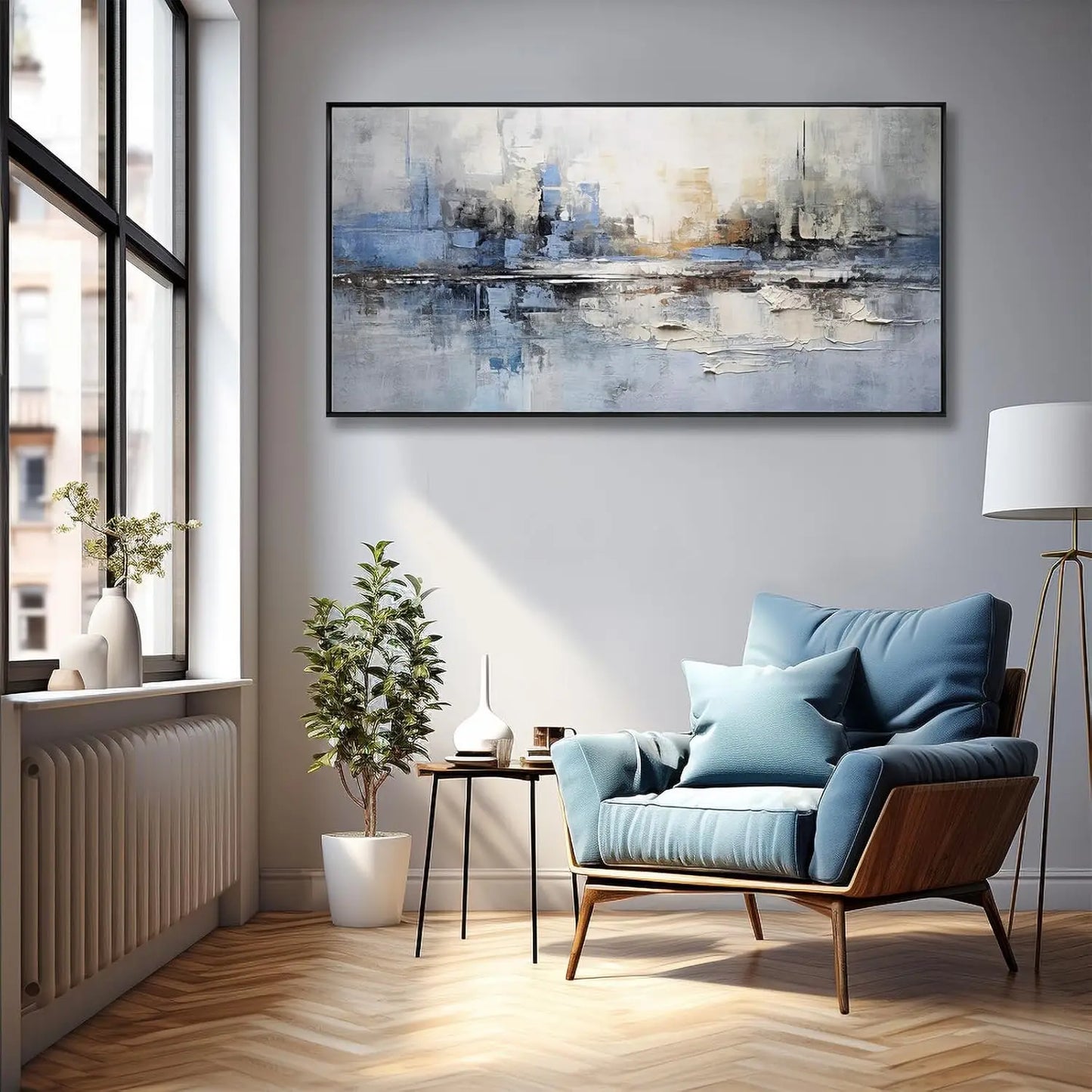 Abstract Framed Canvas Wall Art for Living Room Decor