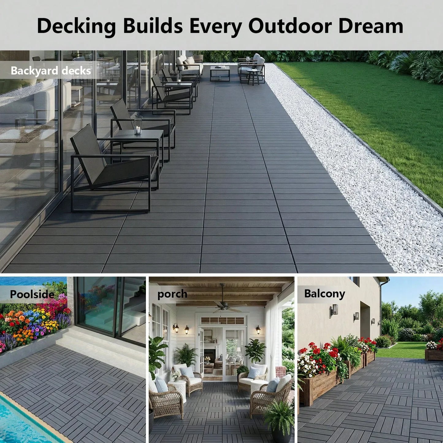 Interlocking Plastic Deck Tiles For Outdoor Patios And Balconies
