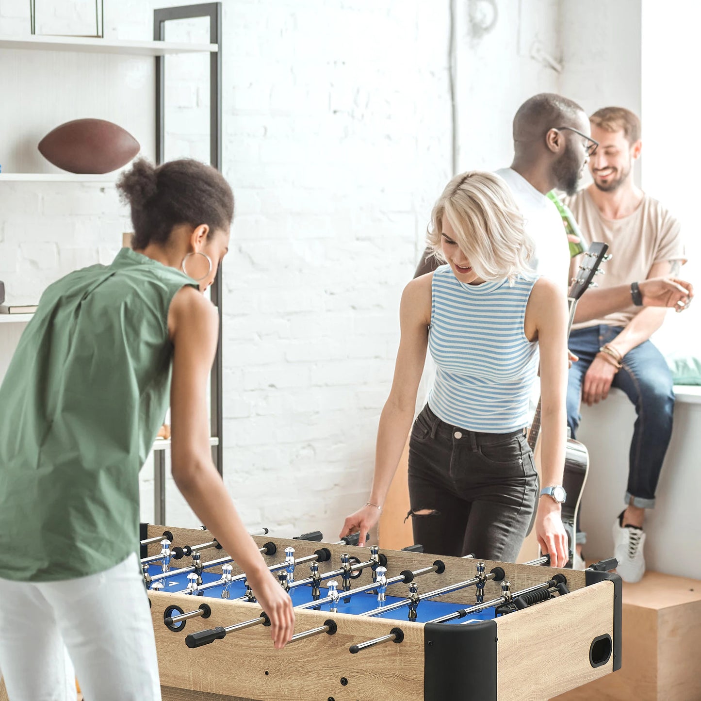 53.5 Inch Competition Sized Foosball Table Game Table Foosball Table Adult Size Arcade Table Soccer with 3 Balls Easy Assembly