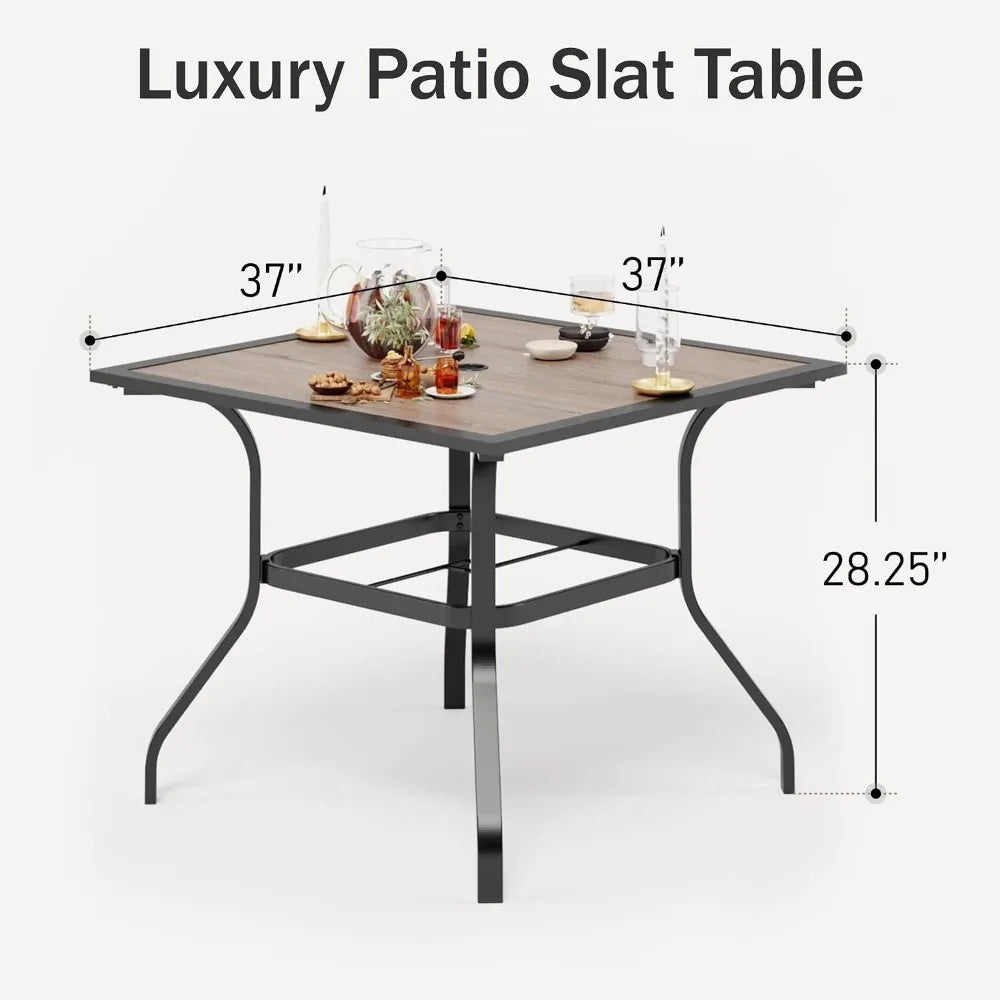 37-Inch Square Outdoor Dining Table with Umbrella Hole