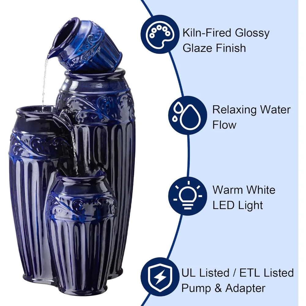 Elegant Outdoor Water Fountain With Led Lights And Pump