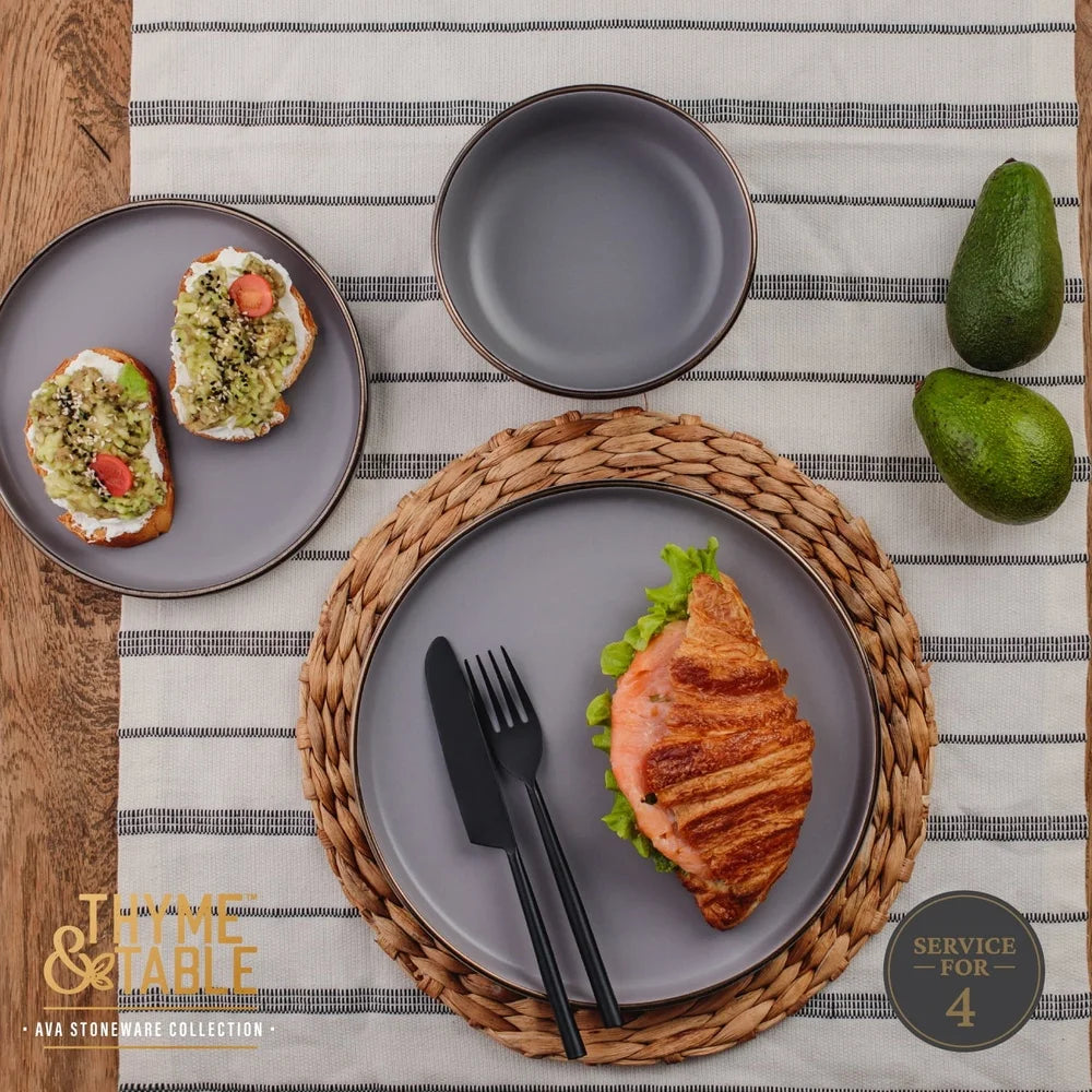 Elegant 12 Piece Stoneware Dinnerware Set for Home Dining