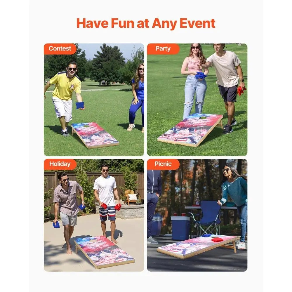 4x2ft Portable Cornhole Game Board Set with 8 Bean Bags and Carrying Case Outdoor Toss Game Ideal for Parties and Events