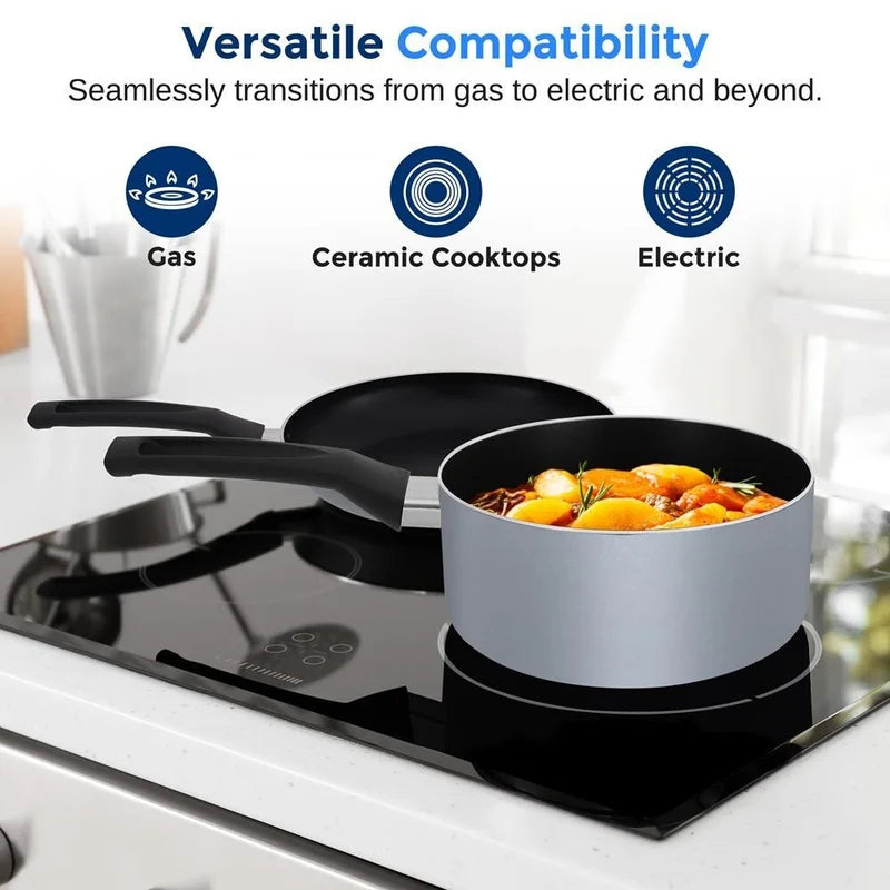 20-Piece Gray Nonstick Cookware, Knife and Utensil Set