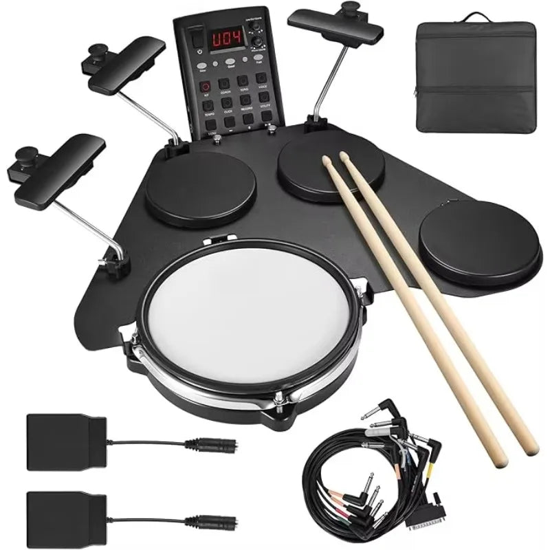 Portable Electronic Drum Set for Beginners with Mesh Pads