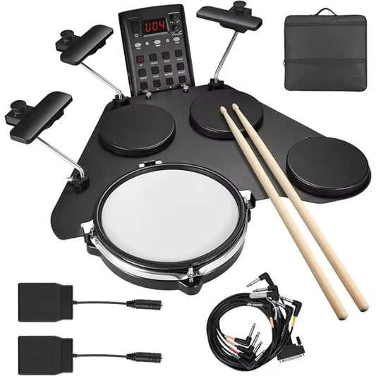 Portable Electronic Drum Set for Beginners with Mesh Pads