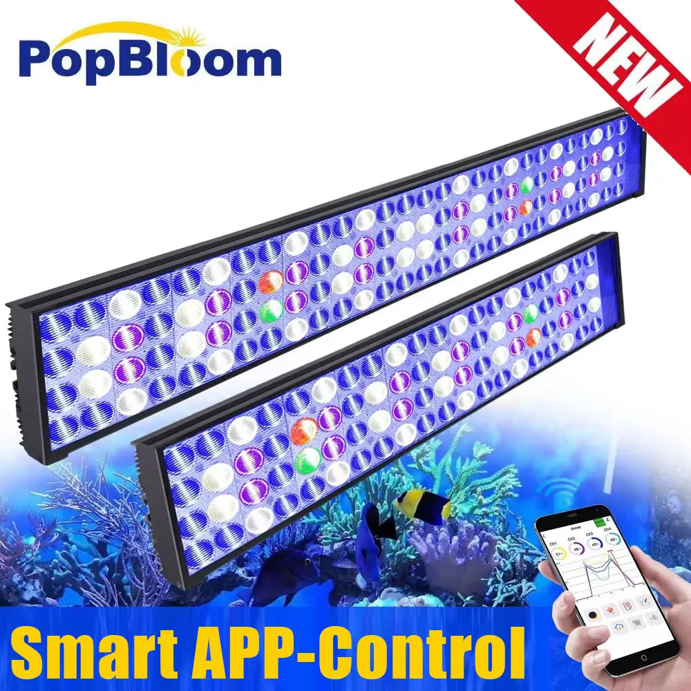 PopBloom WiFi LED Aquarium Light Full Spectrum Reef Corals