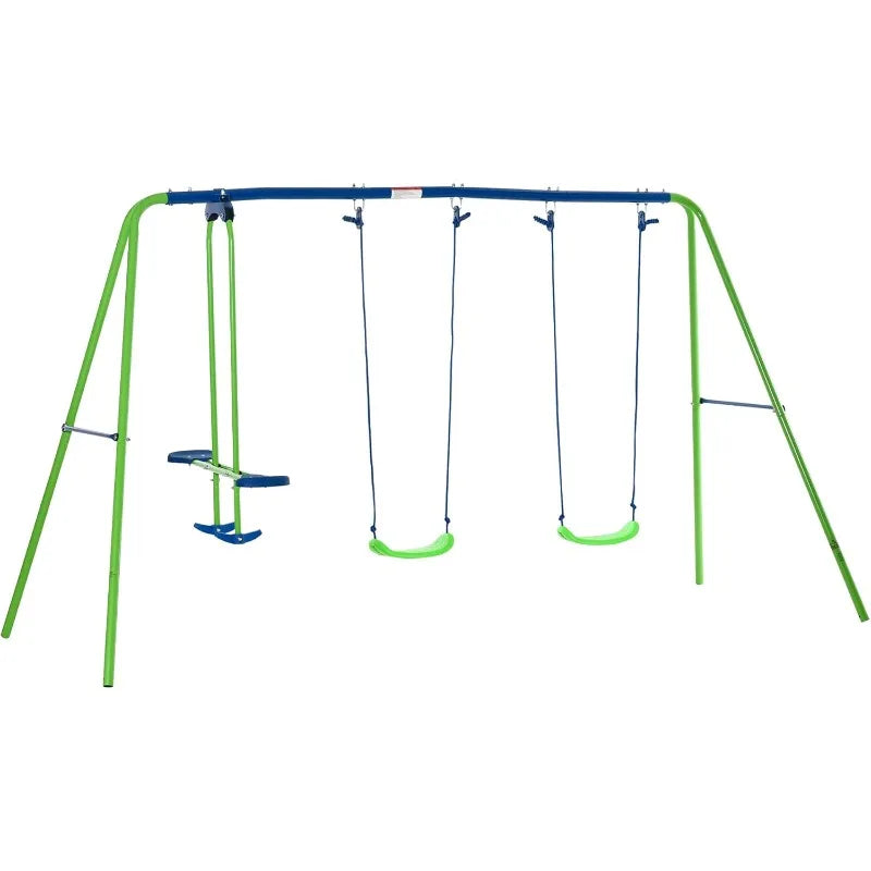 Outsunny Metal Swing Set With Glider And Two Seats