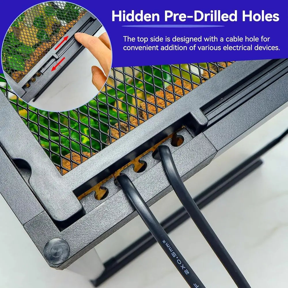 Glass Terrarium Enclosure for Reptiles With Front Access and Ventilation