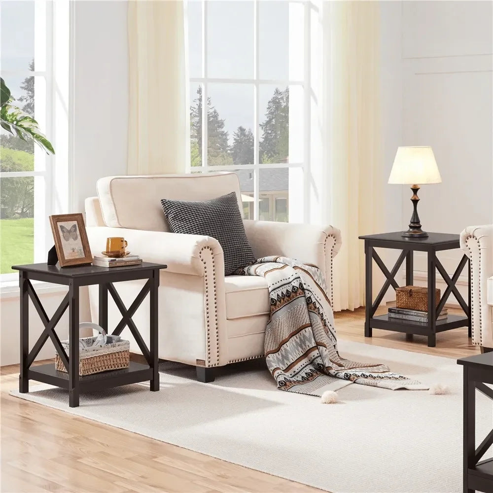 Modern Glass And Metal End Table With Storage Shelf