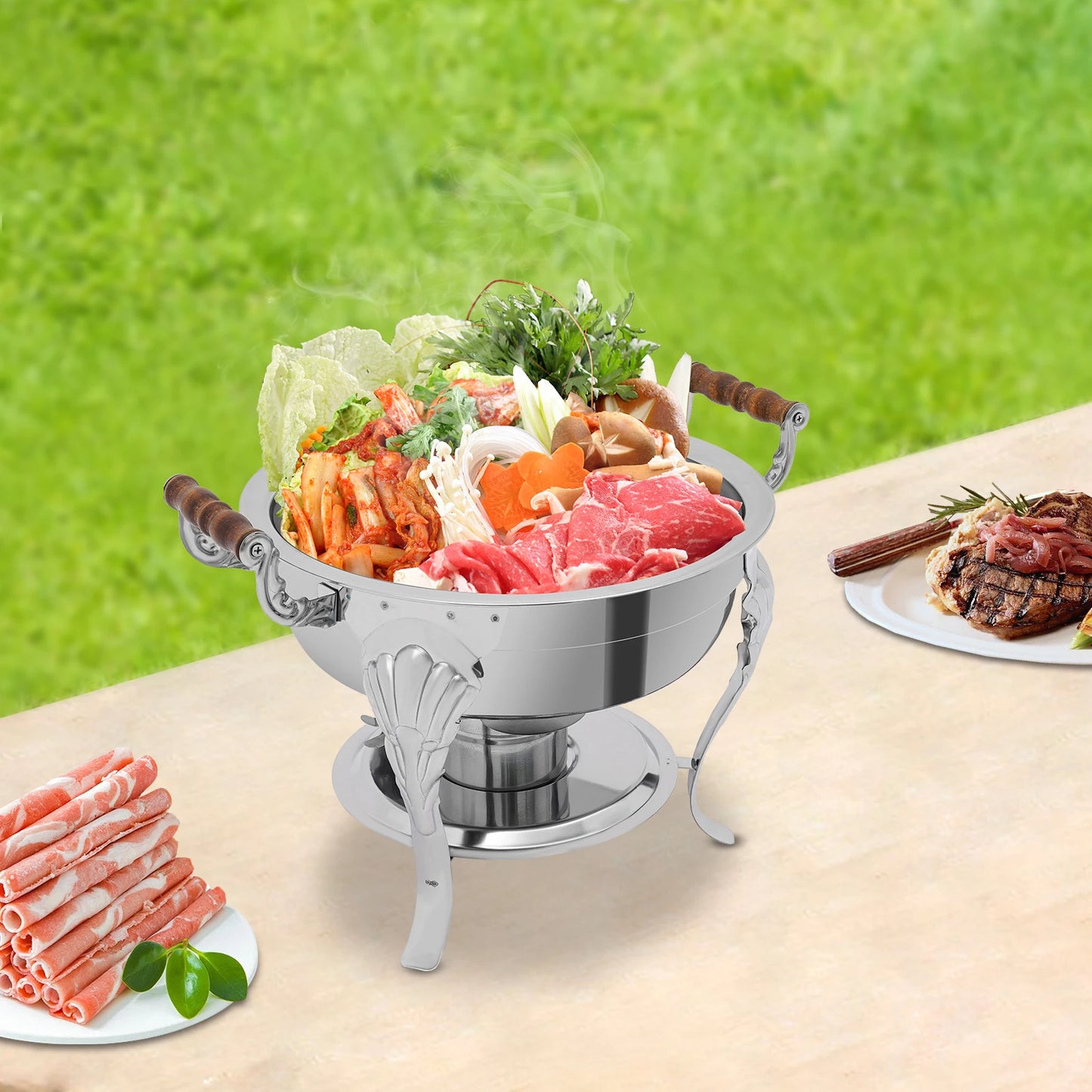 Round Stainless Steel Chafing Dish For Elegant Buffet Catering