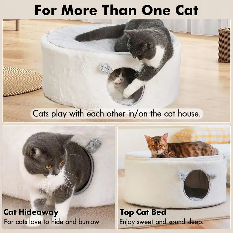 Cat Cave Bed With Hideaway Hammock And Removable Cover