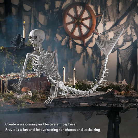 Life Size Movable Skeleton Mermaid Halloween Outdoor Decoration