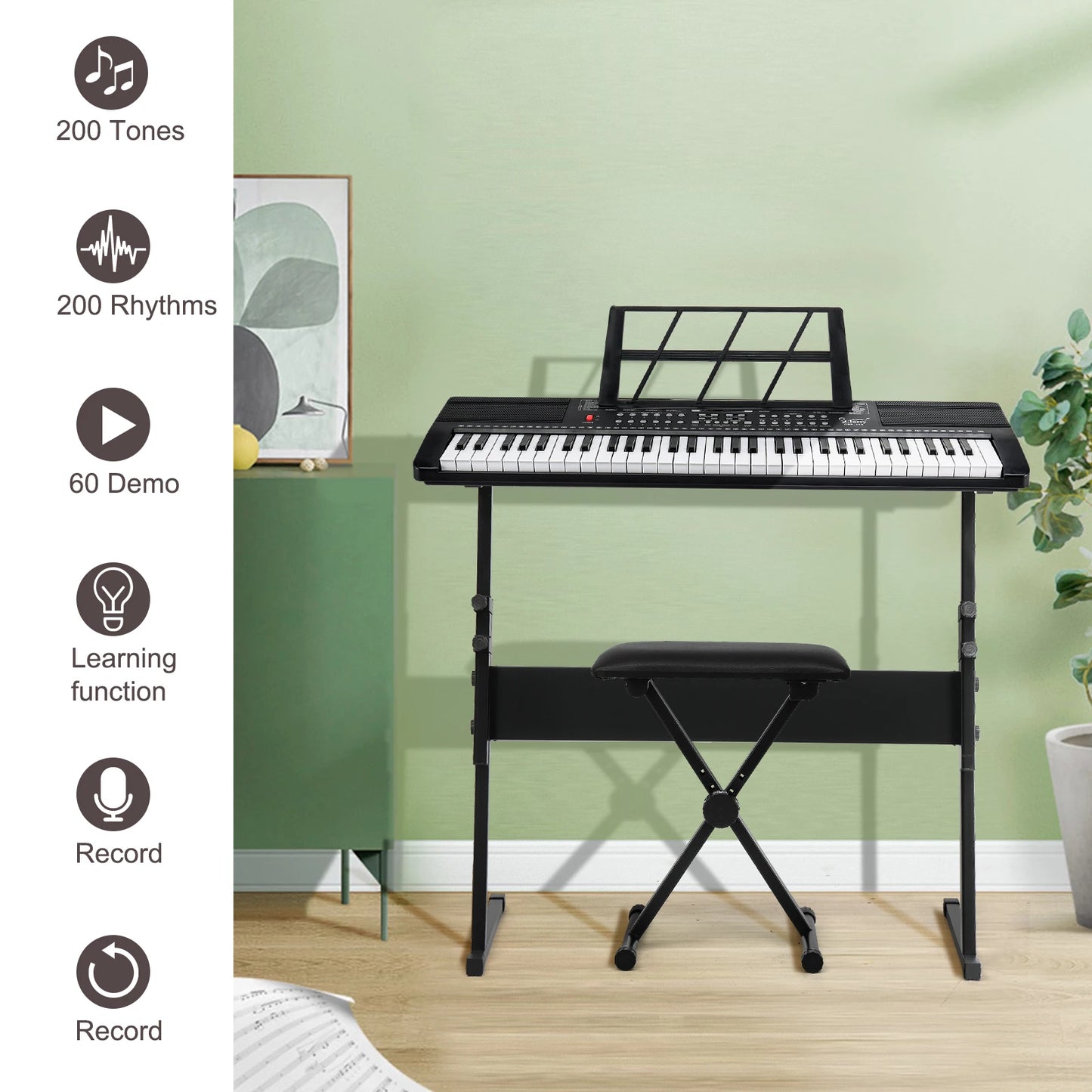 Gep 110 61 Key Keyboard With Led Screen And Accessories