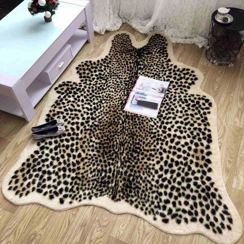 Leopard Print Faux Cowhide Rug For Living Room Decor