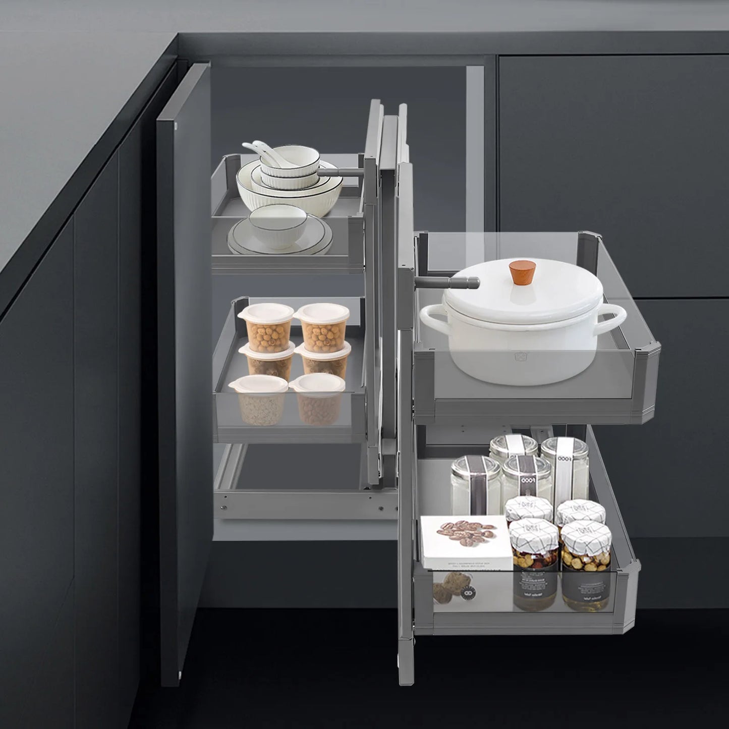 Under Sink Pull Out Organizer 2 Tier For Corner Cabinets