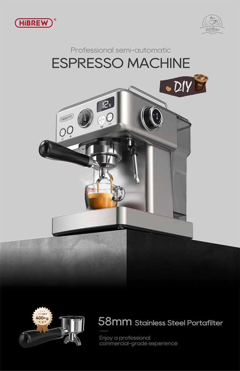 HiBREW H10A 20-Bar Semi-Automatic Espresso Machine