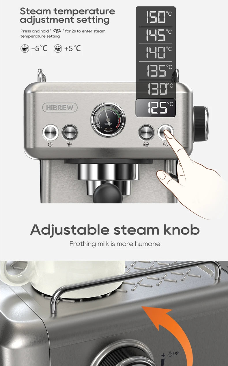 HiBREW H10A 20-Bar Semi-Automatic Espresso Machine
