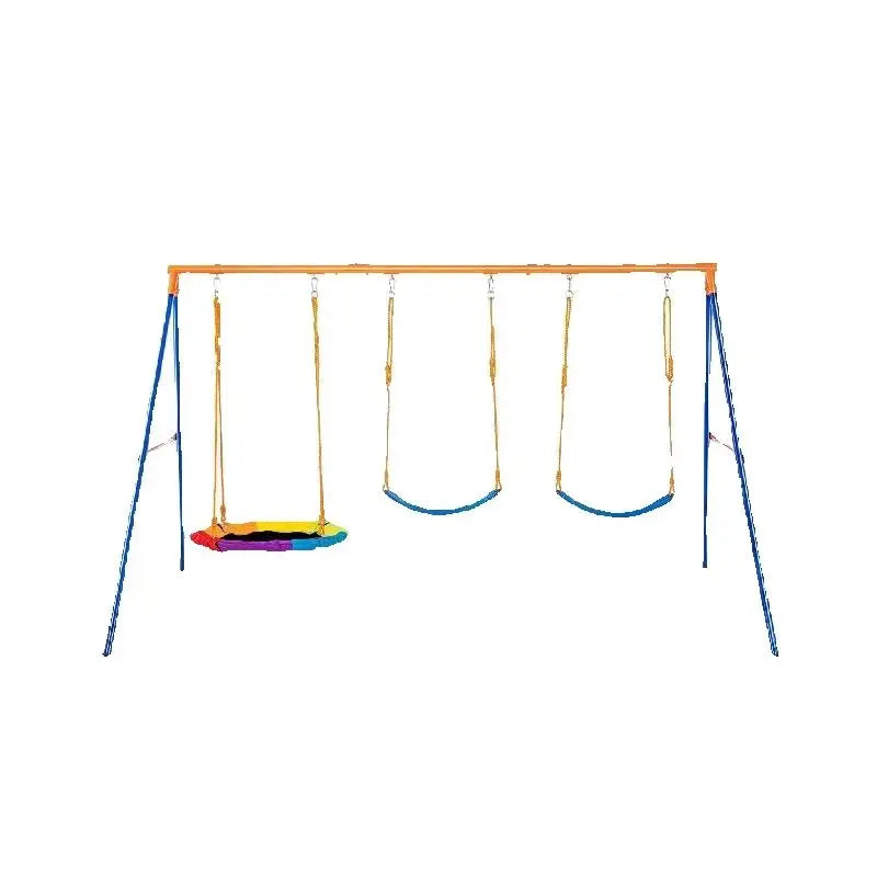 3-Seat Kids’ Outdoor Swing Set with Saucer Swing – 600 lb Capacity