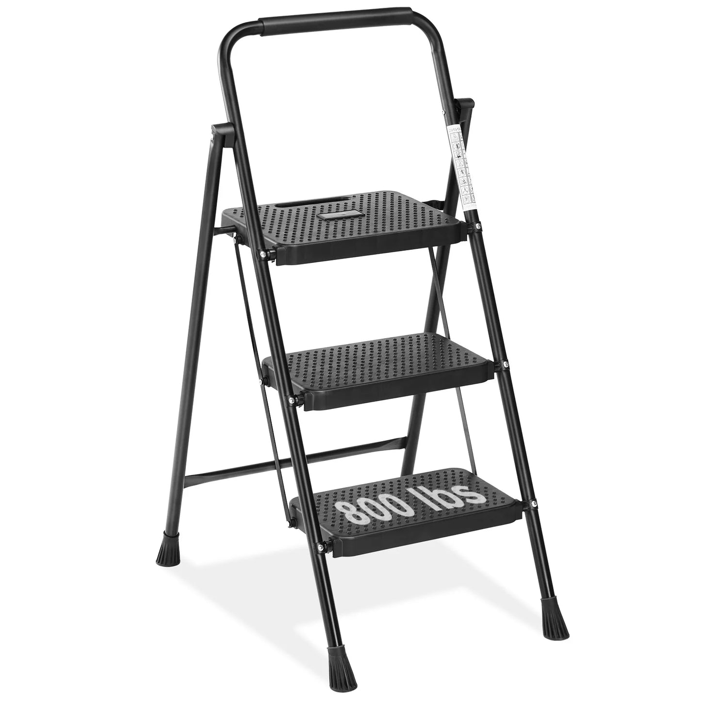 Folding Step Ladder Stool With Anti Slip Pedals Sturdy Steel