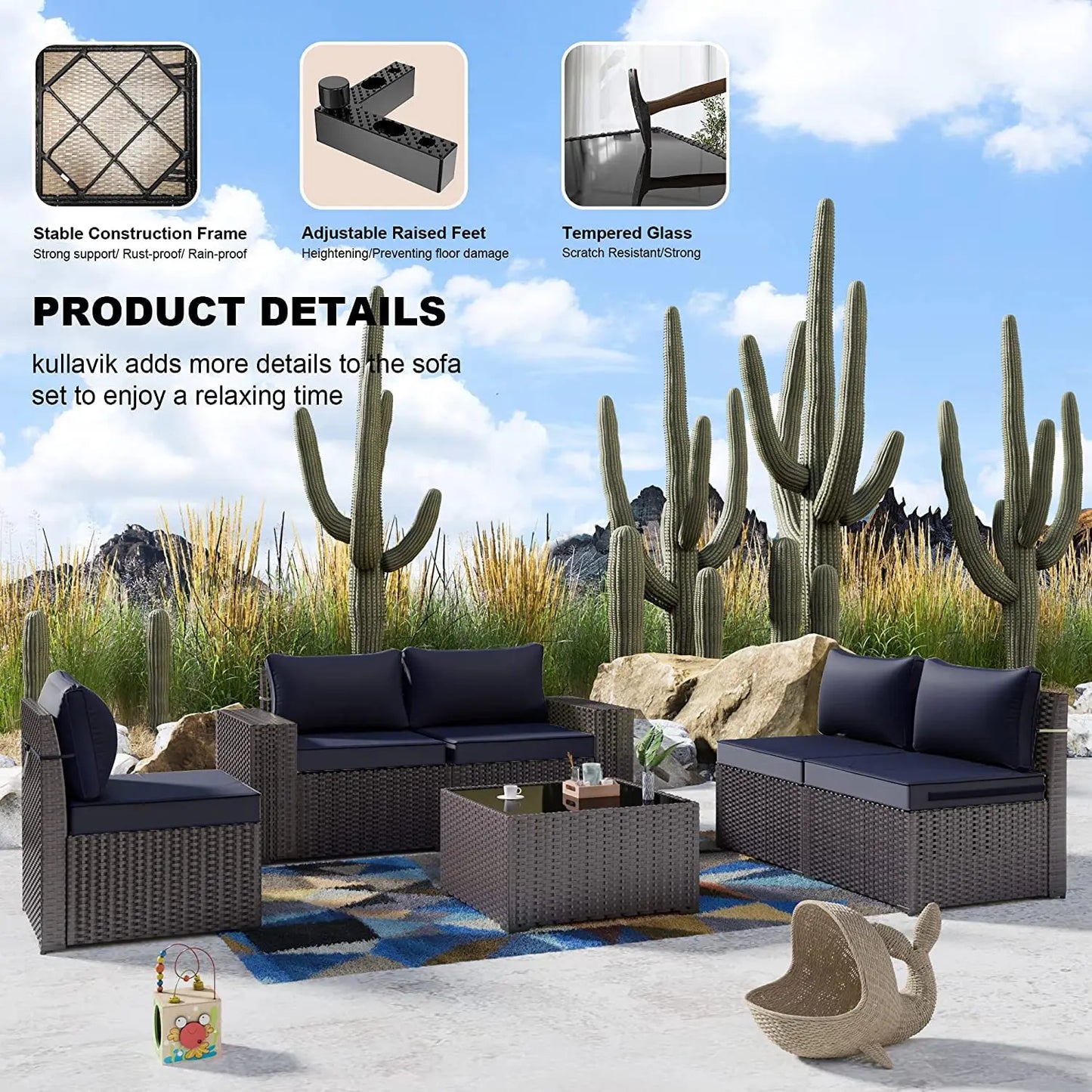 Outdoor Patio Furniture Set Sectional Rattan Sofa For Garden Comfort