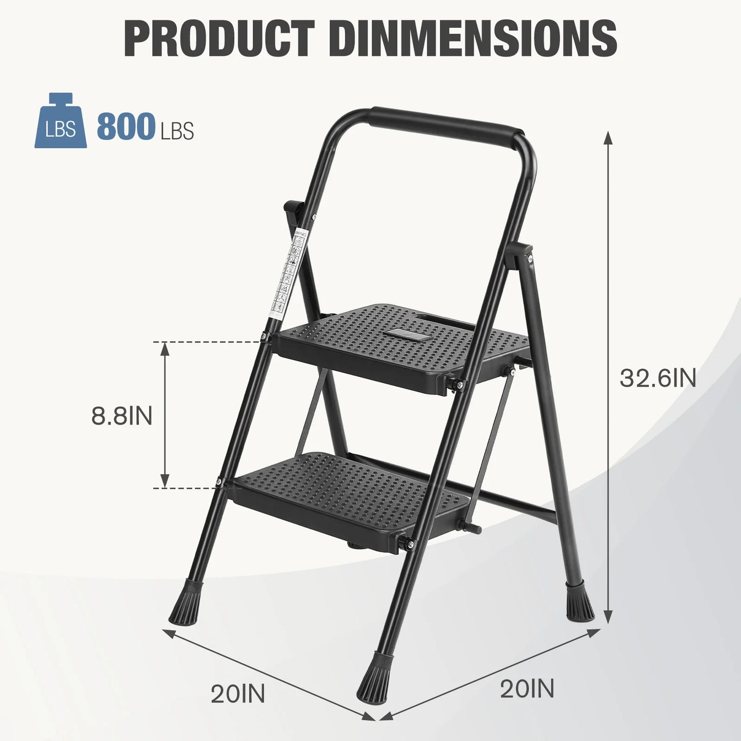 Folding Step Ladder Stool With Anti Slip Pedals Sturdy Steel