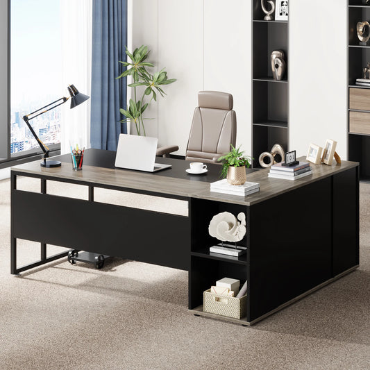 Tribesigns L Shaped Executive Desk With Cabinet Storage