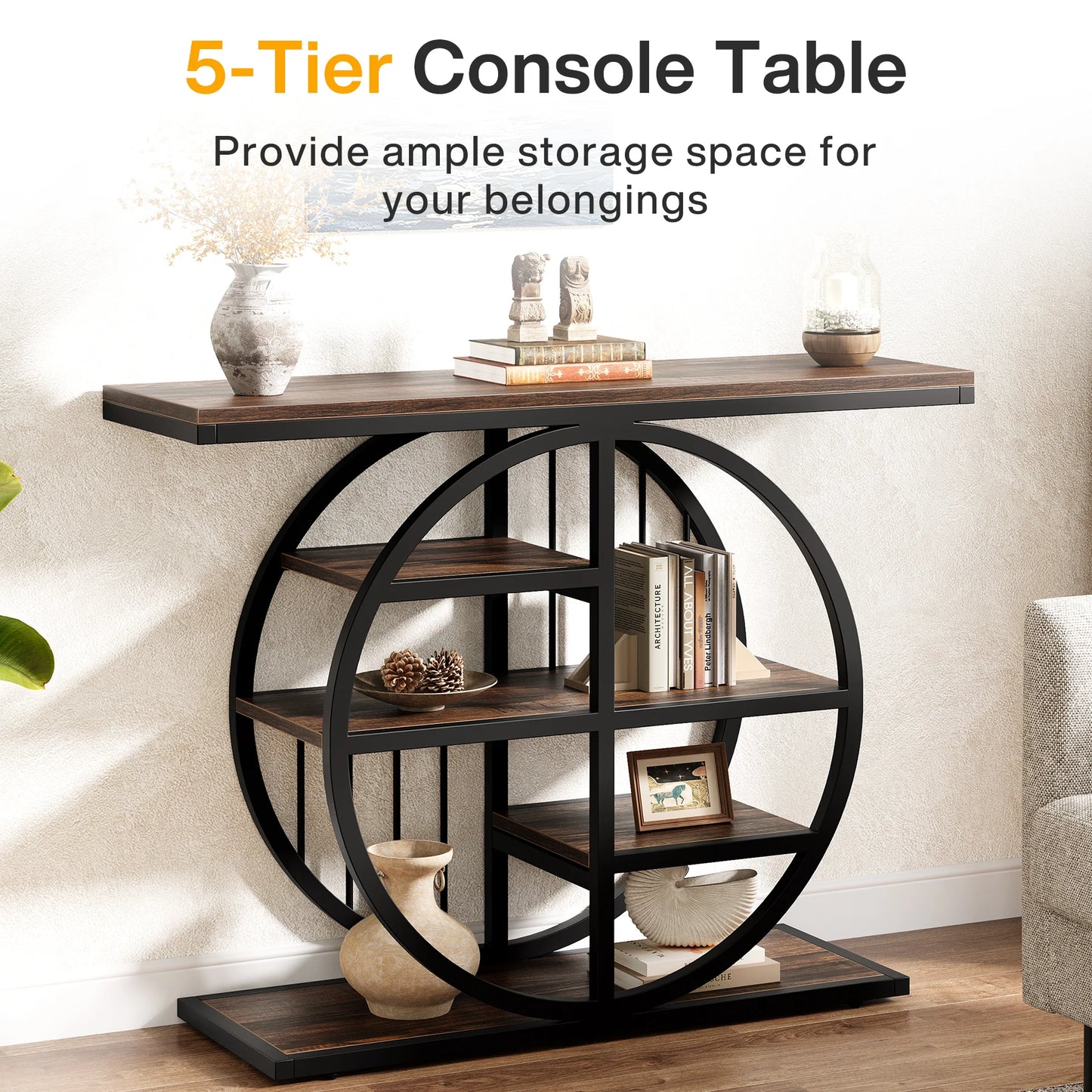 Industrial Console Table For Narrow Entryway Hallway Thick Top