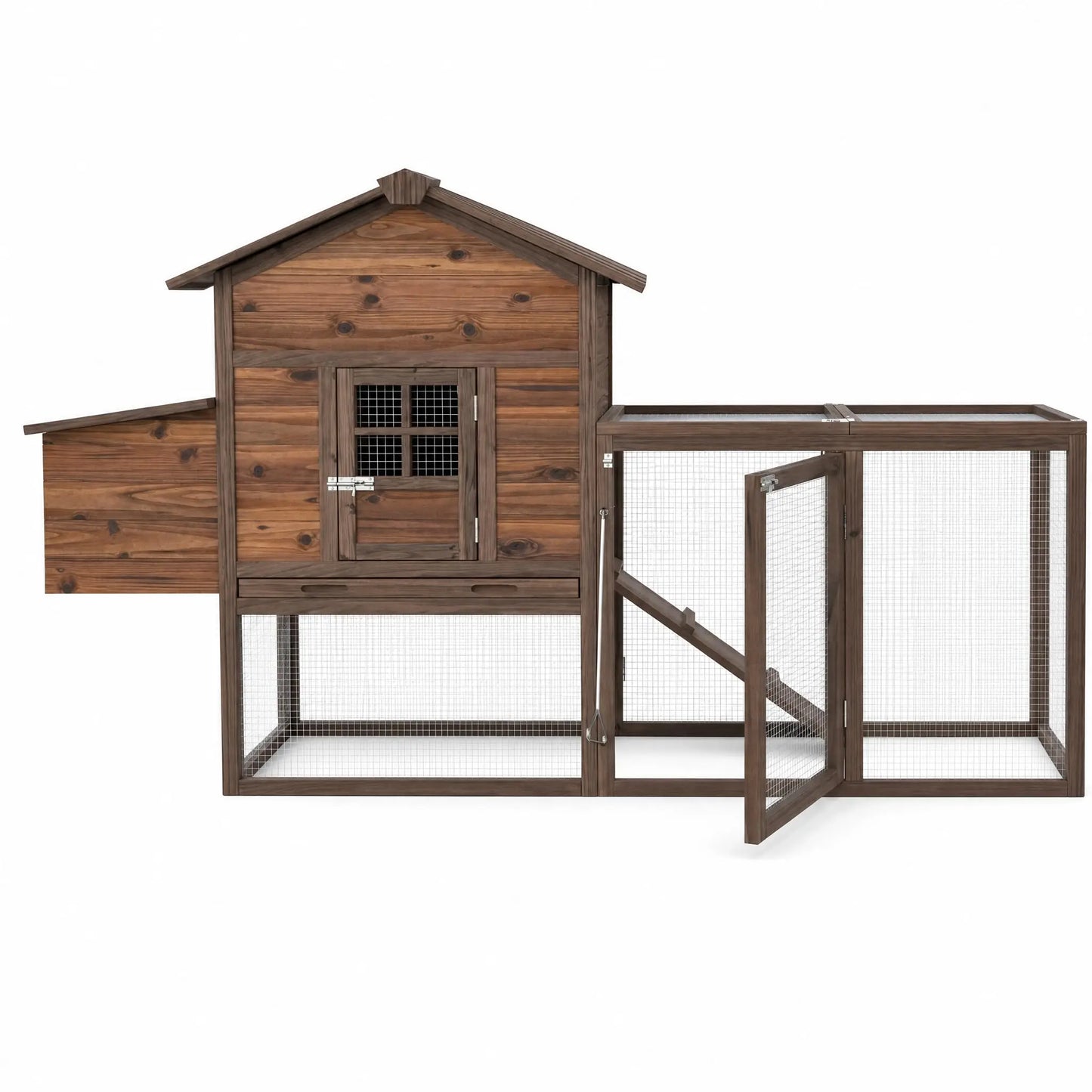 82-Inch Wooden Chicken Coop With Nesting Box and Run