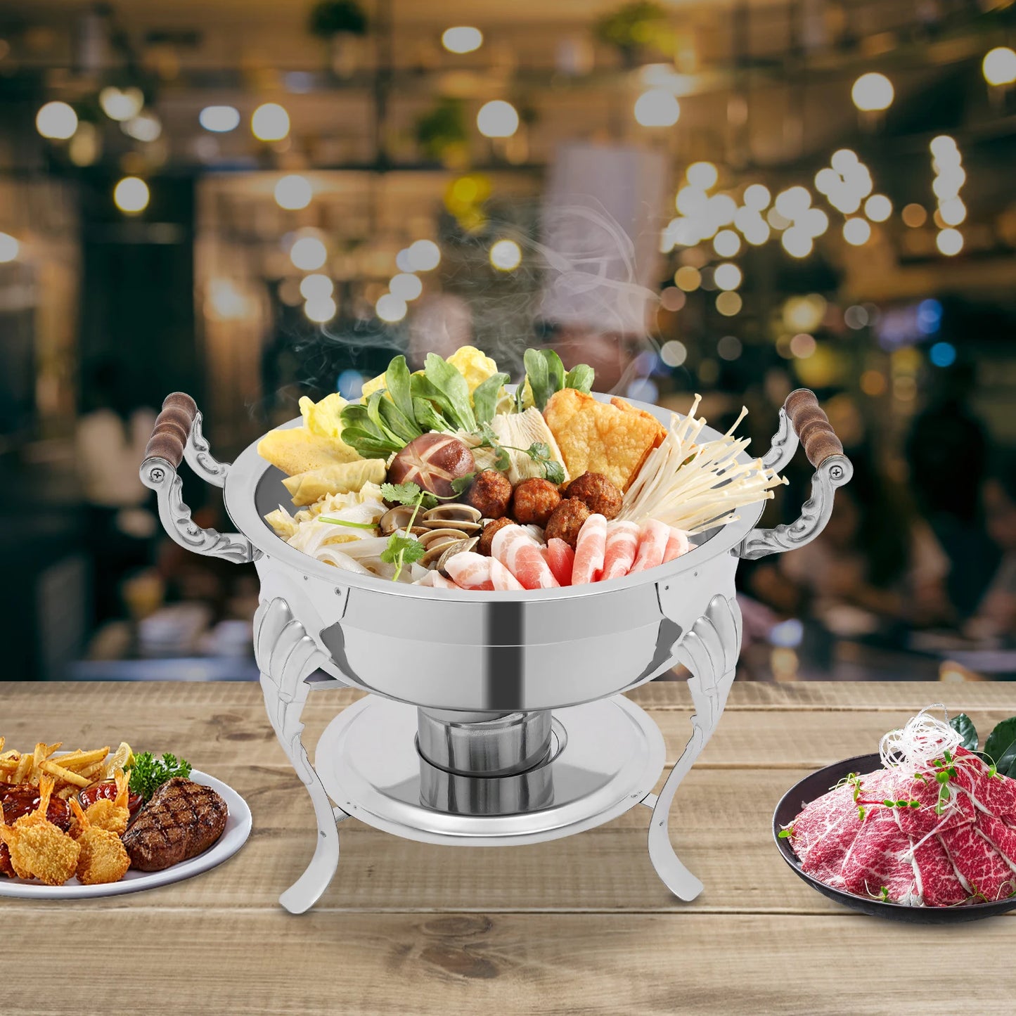 Round Stainless Steel Chafing Dish For Elegant Buffet Catering