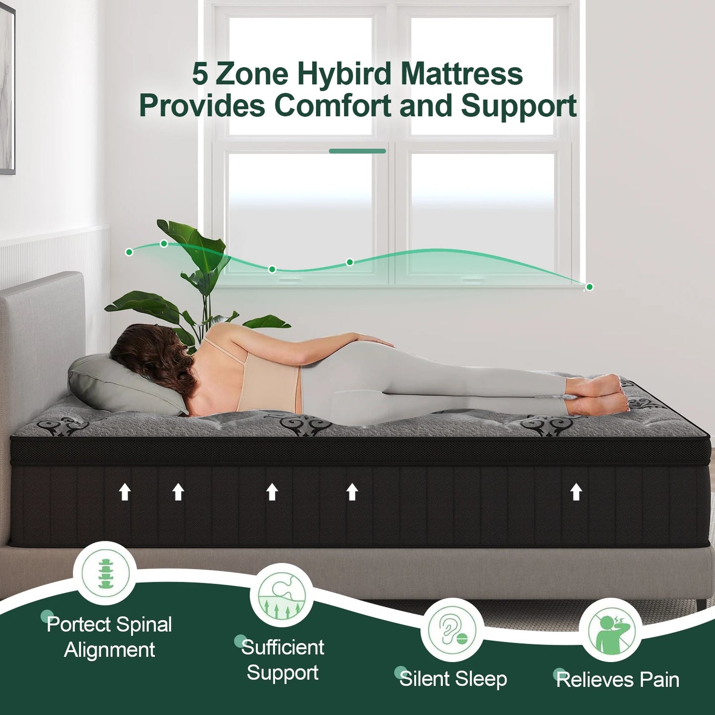 Memory Foam Hybrid Mattress With Pocket Spring For Cooling Comfort