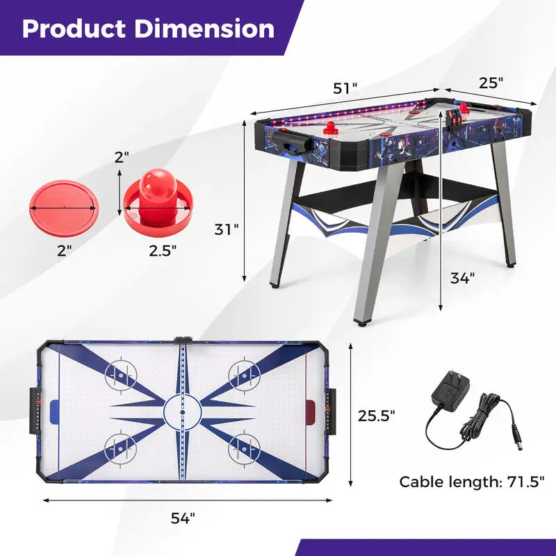 Air Powered Hockey Table With Pushers And Pucks For Fun