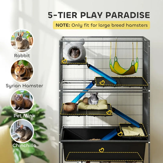 Multi Level Rolling Animal Cage with Comfortable Ramps and Tray