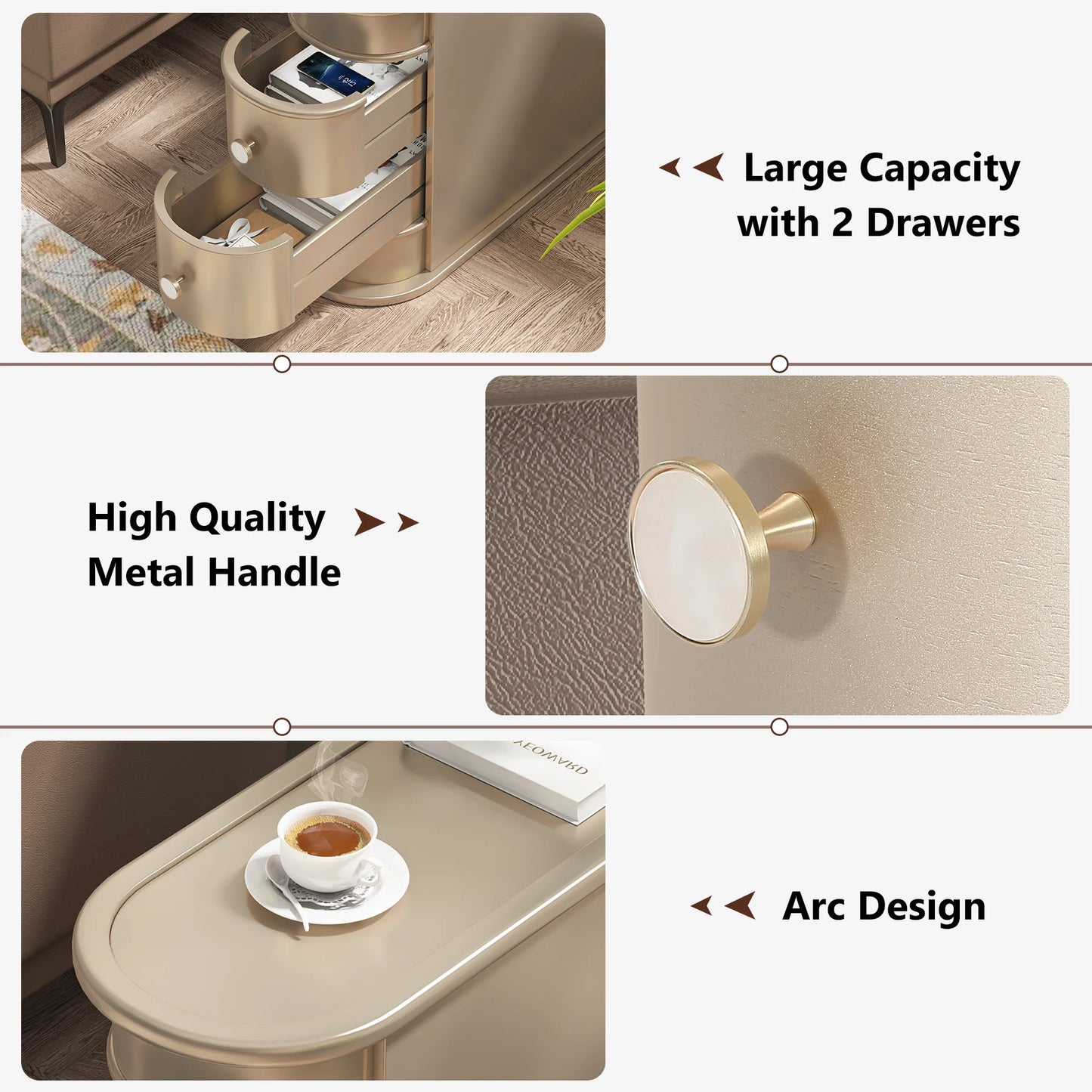Tribesigns Round Solid Wood End Table With Drawer Nightstand