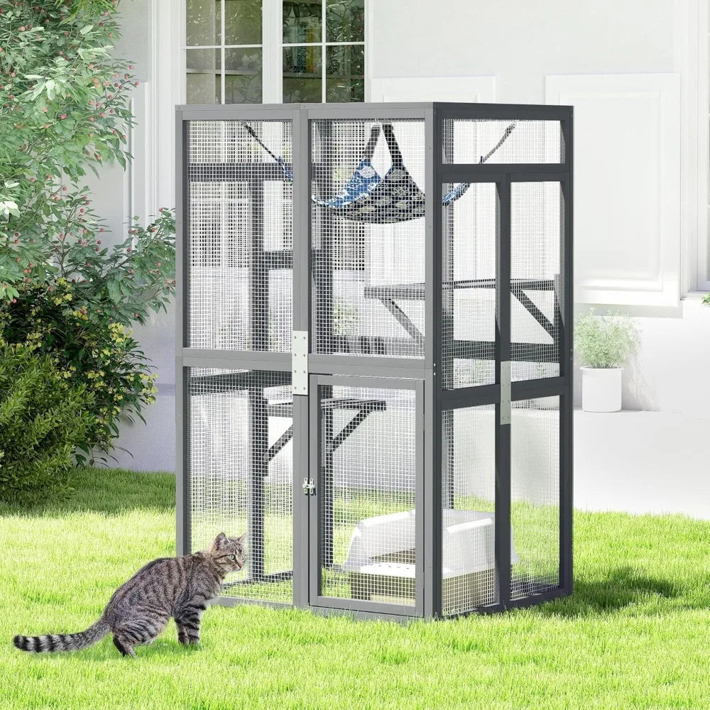 Enhanced Outdoor Cat Enclosure With Indoor Patio And Window Access