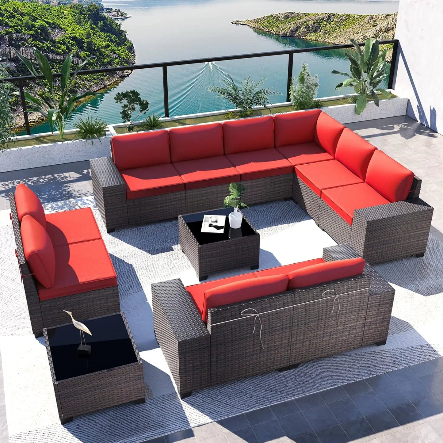 Outdoor Patio Furniture Set Sectional Rattan Sofa For Garden Comfort
