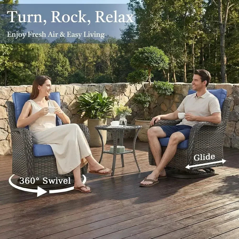 Outdoor Swivel Rocking Patio Set with Side Table