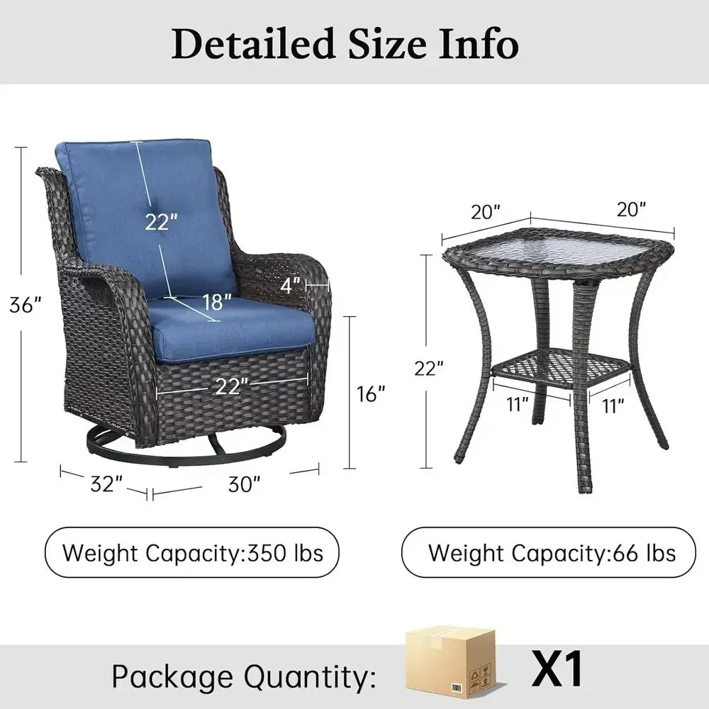 Outdoor Swivel Rocking Patio Set with Side Table