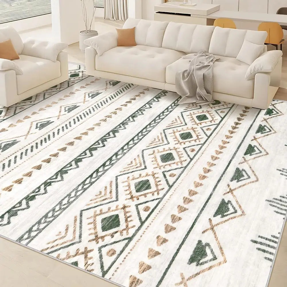 Geometric Bohemian Area Rug For Living Room Washable Non Slip