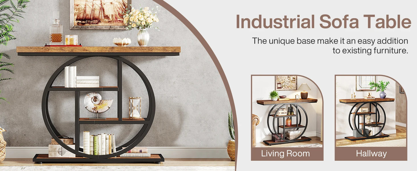 Industrial Console Table For Narrow Entryway Hallway Thick Top