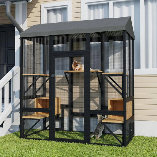 Walk-In Outdoor Cat Enclosure Catio For Multi Cat Homes Shelter