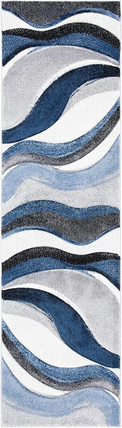 Mid Century Modern Runner Rug Striped Wool For High Traffic