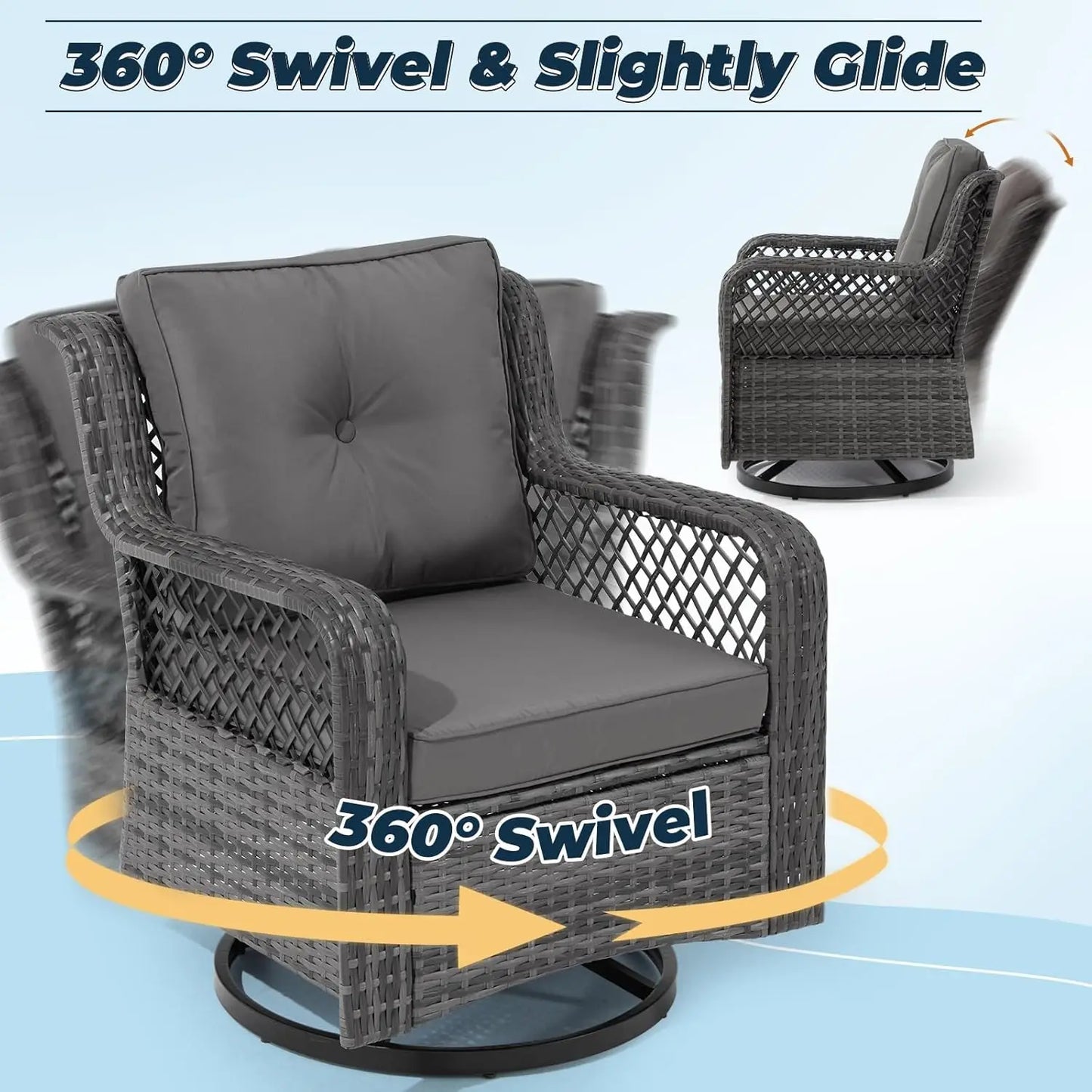 Patio Set Outdoor Swivel Chairs Side Table Wicker Bistro