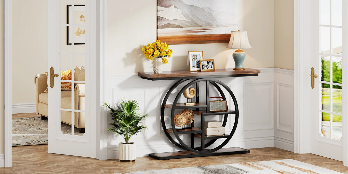 Industrial Console Table For Narrow Entryway Hallway Thick Top